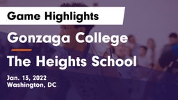 Gonzaga College  vs The Heights School Game Highlights - Jan. 13, 2022