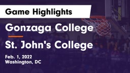 Gonzaga College  vs St. John's College  Game Highlights - Feb. 1, 2022