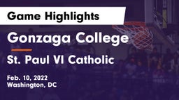 Gonzaga College  vs St. Paul VI Catholic  Game Highlights - Feb. 10, 2022