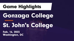 Gonzaga College  vs St. John's College  Game Highlights - Feb. 16, 2023