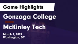 Gonzaga College  vs McKinley Tech  Game Highlights - March 1, 2023