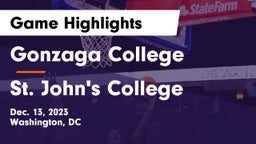 Gonzaga College  vs St. John's College  Game Highlights - Dec. 13, 2023