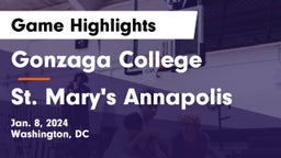 Gonzaga College  vs St. Mary's Annapolis Game Highlights - Jan. 8, 2024