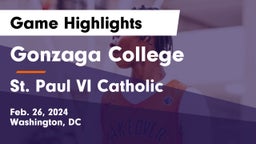 Gonzaga College  vs St. Paul VI Catholic  Game Highlights - Feb. 26, 2024