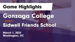Gonzaga College  vs Sidwell Friends School Game Highlights - March 1, 2024