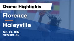 Florence  vs Haleyville  Game Highlights - Jan. 22, 2022