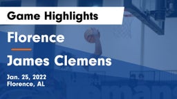 Florence  vs James Clemens  Game Highlights - Jan. 25, 2022