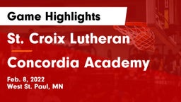 St. Croix Lutheran  vs Concordia Academy Game Highlights - Feb. 8, 2022