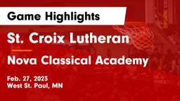 St. Croix Lutheran  vs Nova Classical Academy Game Highlights - Feb. 27, 2023