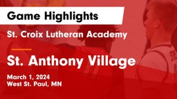 St. Croix Lutheran Academy vs St. Anthony Village  Game Highlights - March 1, 2024
