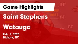 Saint Stephens  vs Watauga  Game Highlights - Feb. 4, 2020