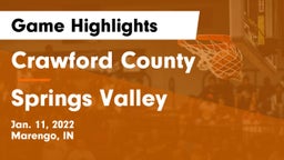 Crawford County  vs Springs Valley  Game Highlights - Jan. 11, 2022
