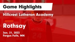 Hillcrest Lutheran Academy vs Rothsay  Game Highlights - Jan. 21, 2022