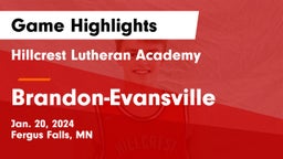 Hillcrest Lutheran Academy vs Brandon-Evansville  Game Highlights - Jan. 20, 2024