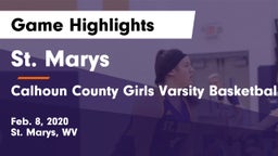 St. Marys  vs Calhoun County Girls Varsity Basketball Game Highlights - Feb. 8, 2020