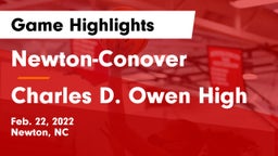 Newton-Conover  vs Charles D. Owen High Game Highlights - Feb. 22, 2022