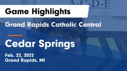 Grand Rapids Catholic Central  vs Cedar Springs  Game Highlights - Feb. 22, 2022