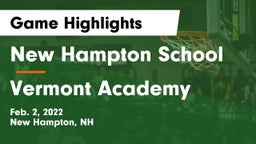 New Hampton School  vs Vermont Academy Game Highlights - Feb. 2, 2022