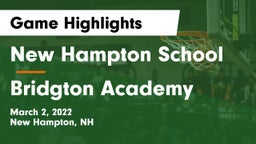 New Hampton School  vs Bridgton Academy Game Highlights - March 2, 2022