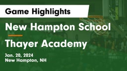 New Hampton School  vs Thayer Academy  Game Highlights - Jan. 20, 2024