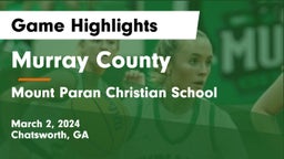 Murray County  vs Mount Paran Christian School Game Highlights - March 2, 2024