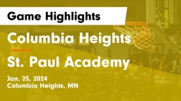 Columbia Heights  vs St. Paul Academy Game Highlights - Jan. 25, 2024