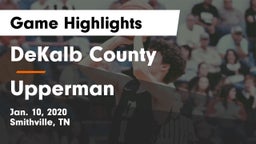 DeKalb County  vs Upperman  Game Highlights - Jan. 10, 2020