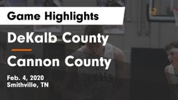 DeKalb County  vs Cannon County  Game Highlights - Feb. 4, 2020