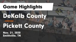 DeKalb County  vs Pickett County  Game Highlights - Nov. 21, 2020