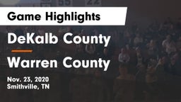 DeKalb County  vs Warren County  Game Highlights - Nov. 23, 2020
