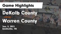 DeKalb County  vs Warren County  Game Highlights - Jan. 5, 2021