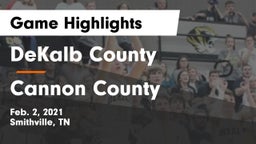DeKalb County  vs Cannon County  Game Highlights - Feb. 2, 2021
