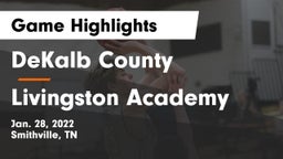 DeKalb County  vs Livingston Academy Game Highlights - Jan. 28, 2022