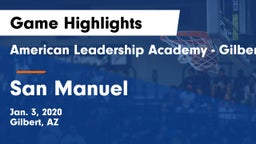 American Leadership Academy - Gilbert  vs San Manuel Game Highlights - Jan. 3, 2020