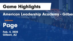 American Leadership Academy - Gilbert  vs Page  Game Highlights - Feb. 4, 2020