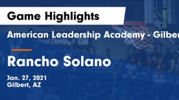 American Leadership Academy - Gilbert  vs Rancho Solano  Game Highlights - Jan. 27, 2021