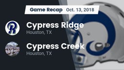 Recap: Cypress Ridge  vs. Cypress Creek  2018