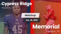 Matchup: Cypress Ridge High vs. Memorial  2018