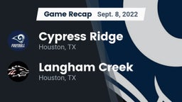 Recap: Cypress Ridge  vs. Langham Creek  2022