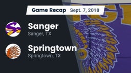 Recap: Sanger  vs. Springtown  2018