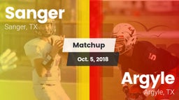 Matchup: Sanger  vs. Argyle  2018