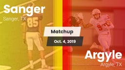 Matchup: Sanger  vs. Argyle  2019