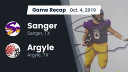 Recap: Sanger  vs. Argyle  2019