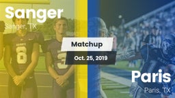 Matchup: Sanger  vs. Paris  2019