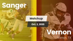 Matchup: Sanger  vs. Vernon  2020