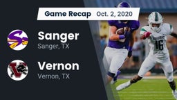 Recap: Sanger  vs. Vernon  2020