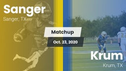 Matchup: Sanger  vs. Krum  2020