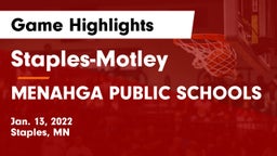 Staples-Motley  vs MENAHGA PUBLIC SCHOOLS Game Highlights - Jan. 13, 2022