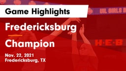 Fredericksburg  vs Champion  Game Highlights - Nov. 22, 2021