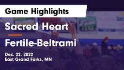 Sacred Heart  vs Fertile-Beltrami  Game Highlights - Dec. 22, 2022
